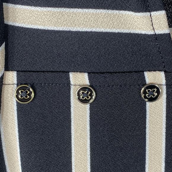 Adrianna Papell Square Neck Top Shirt Plus Sz 1X Black Tan Stripes Office Work - Picture 6 of 10